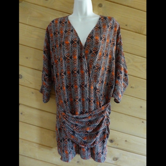 Thakoon Dresses & Skirts - Thakoon 100% Silk Brown Orange V-neck Drape Dress